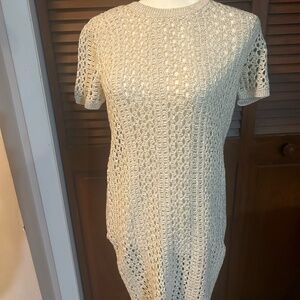 Theory Nenalo Iras Crochet Knit Dress in Cream